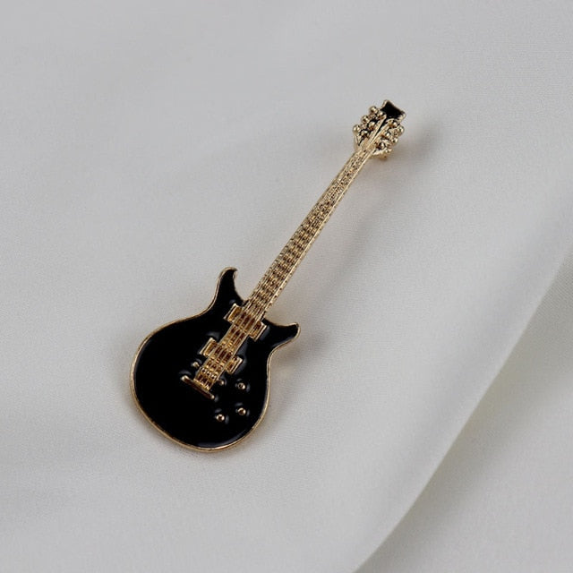 Enamel Guitar Brooch