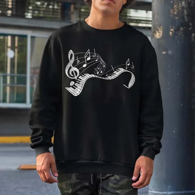 KS-QON BENG Piano Key Music Notes Men's Sweatshirts Crewneck Pullover  Casual Sweater Style : Clothing, Shoes & Jewelry 