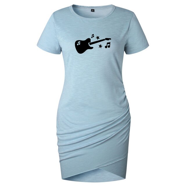 Music Guitar Wrap Hip Irregular Dress