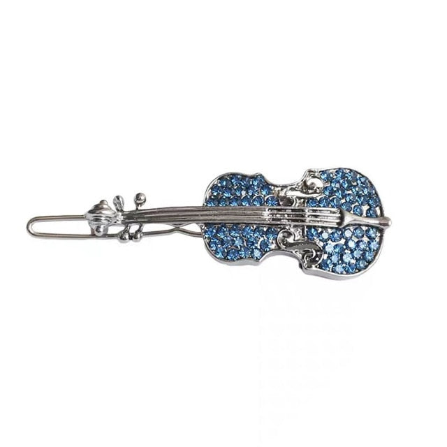Crystal Rhinestone Violin Hairpin
