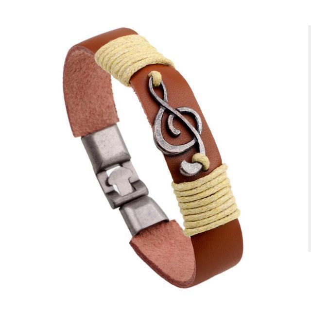 Treble Clef Leather Bracelet