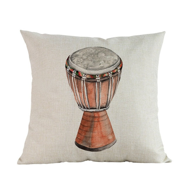 Watercolor Musical Instrument Pillow Case