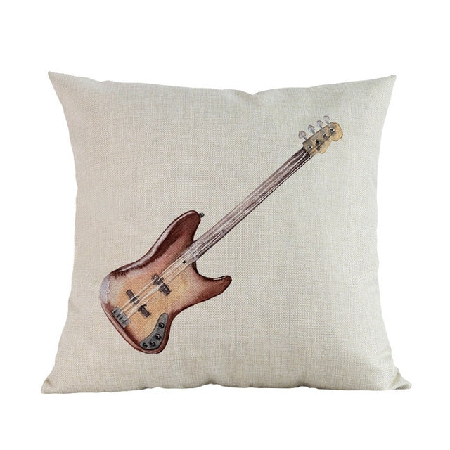 Watercolor Musical Instrument Pillow Case