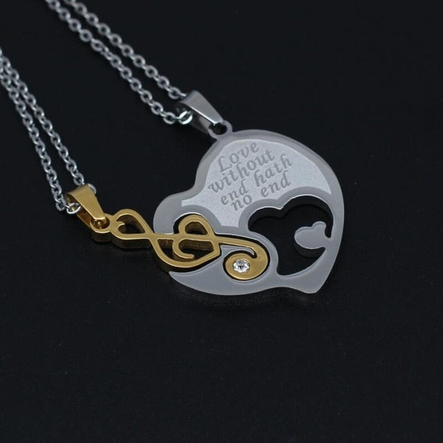 Treble Clef Music Couple Necklace