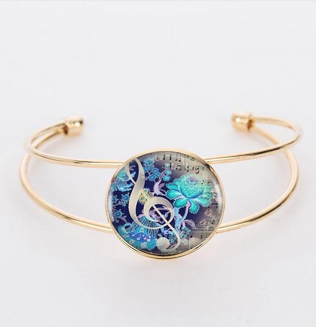 Free - Glass Cabochon Music Notes Bracelet
