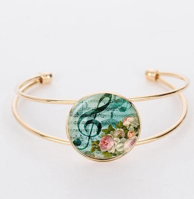Free - Glass Cabochon Music Notes Bracelet