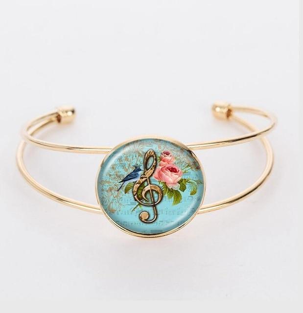 Free - Glass Cabochon Music Notes Bracelet