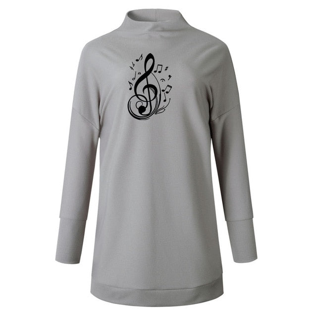 Vintage Treble Clef Turtleneck Thick Dress