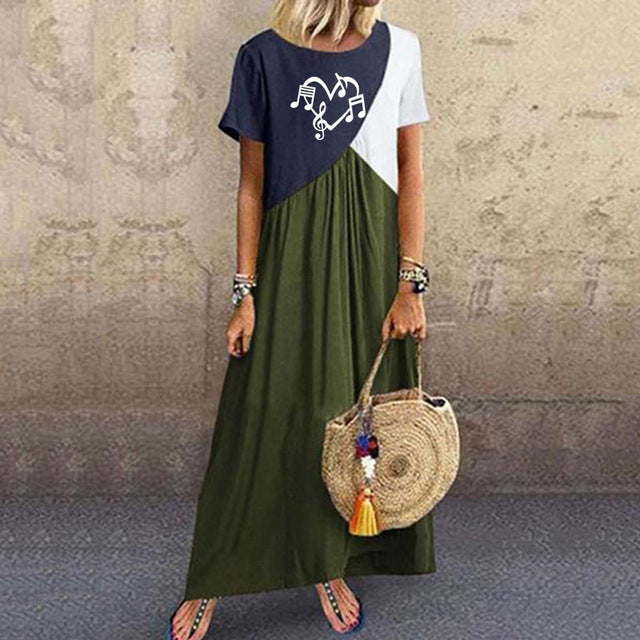 Music Notes Splice Casual Dress