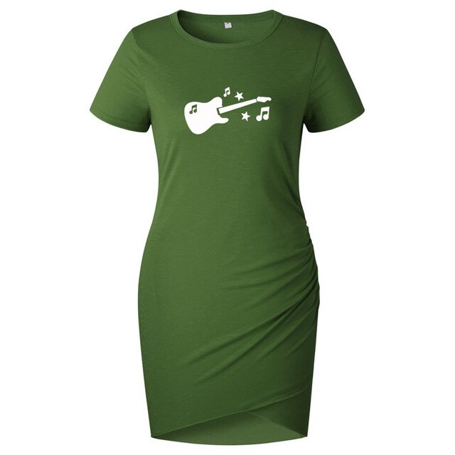 Music Guitar Wrap Hip Irregular Dress