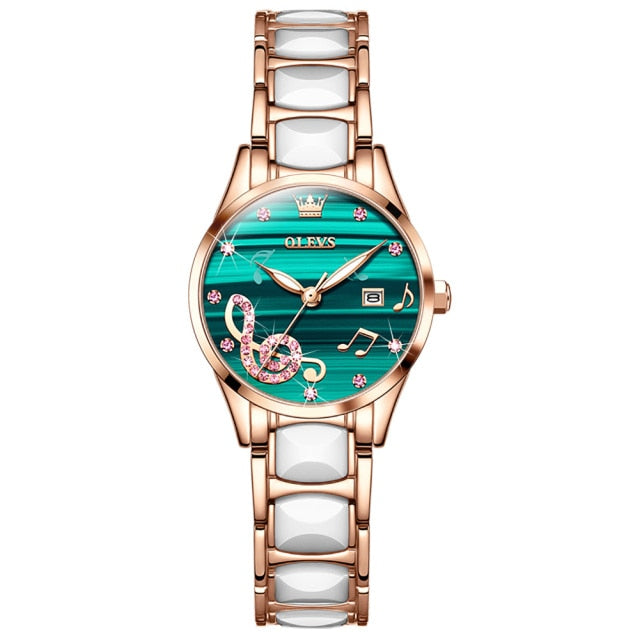 Music Notes Ceramic Band Watch