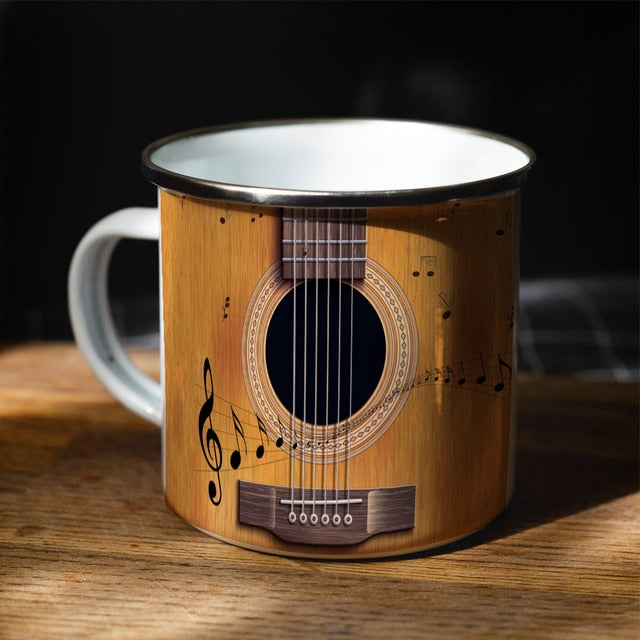 Guitar Violin Enamel Mug