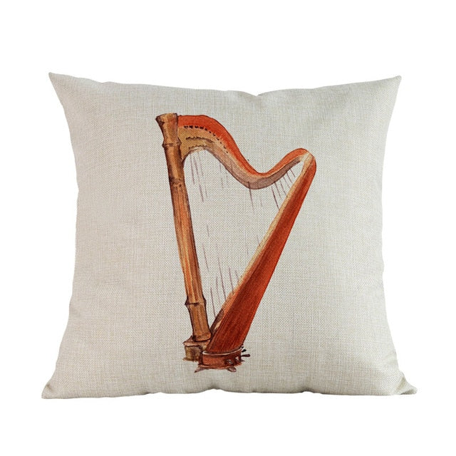Watercolor Musical Instrument Pillow Case
