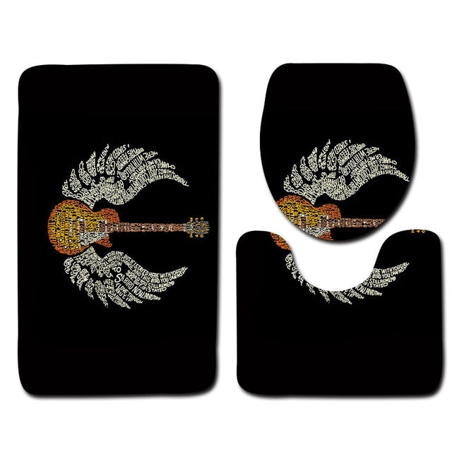 Guitar Pattern Bathroom Mat Set