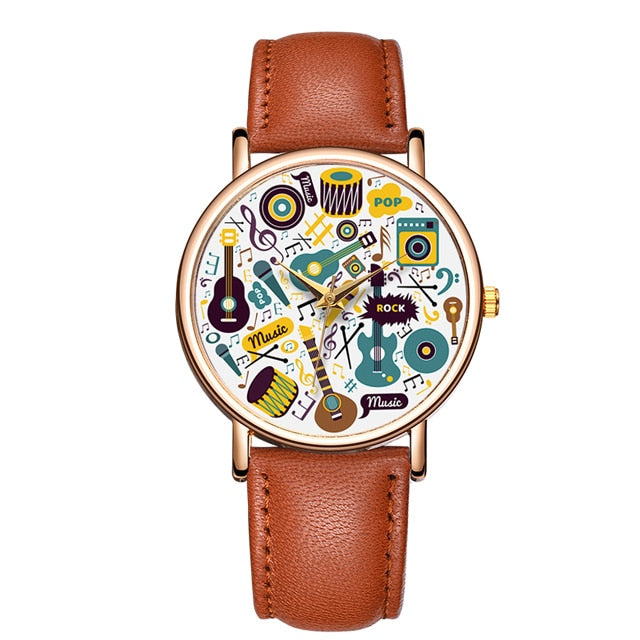 Music Leather Strap Wristwatch
