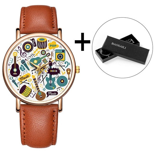 Music Leather Strap Wristwatch
