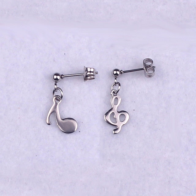 Cute Silver Music Notes Earrings
