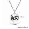 Music Notes Round Pendant Necklace