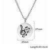 Music Notes Round Pendant Necklace