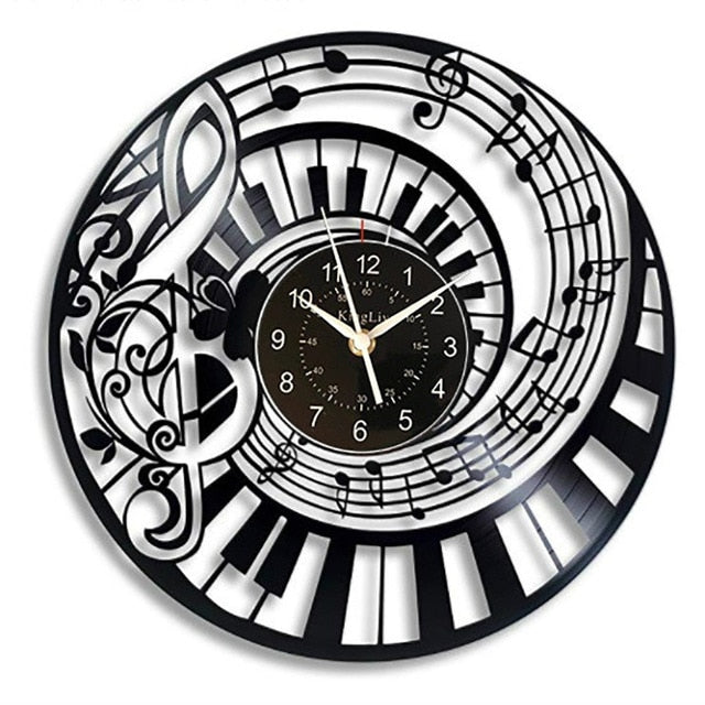Piano Keys Treble Clef Wall Clock