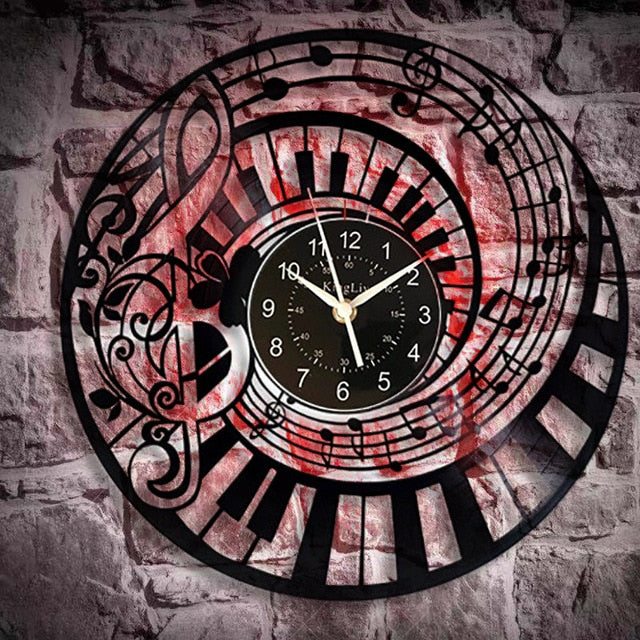 Piano Keys Treble Clef Wall Clock