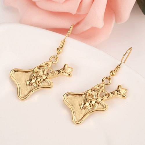Gold Guitar Jewelry Set