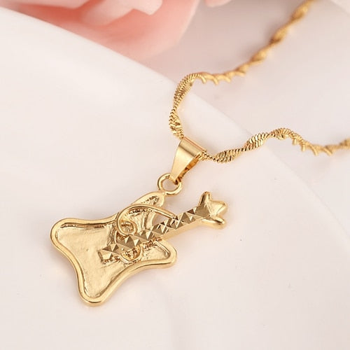 Gold Guitar Jewelry Set