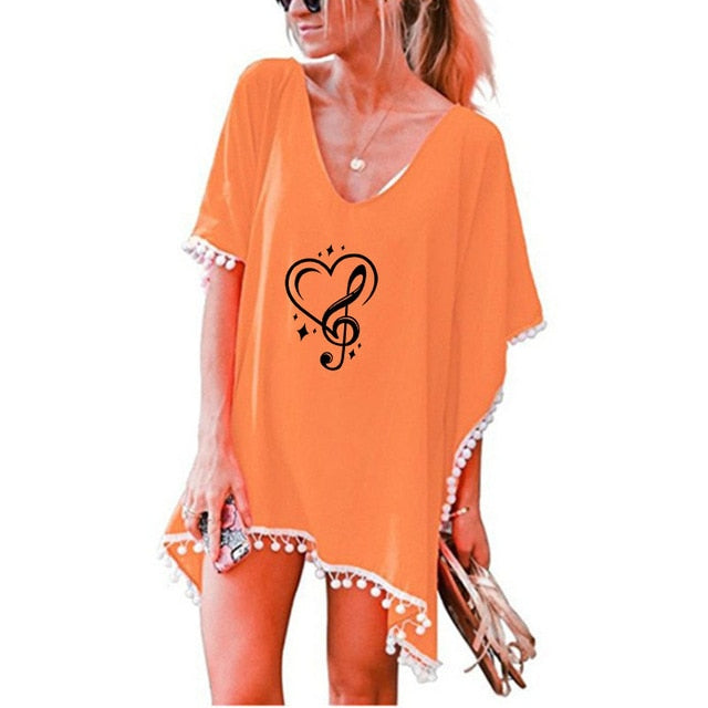 Treble Clef Heart Tassels Smock