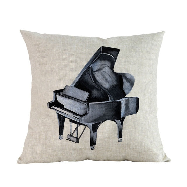 Watercolor Musical Instrument Pillow Case