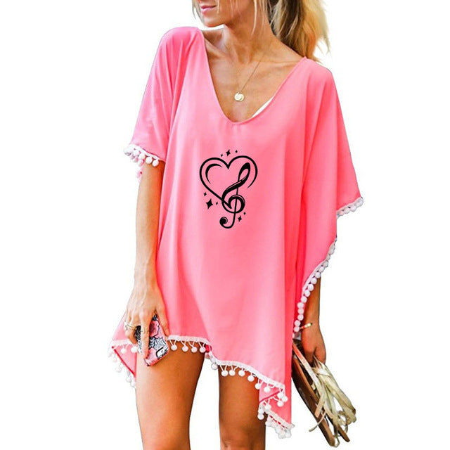 Treble Clef Heart Tassels Smock