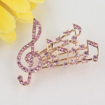 Crystal Musical Note Charm Brooch - Artistic Pod
