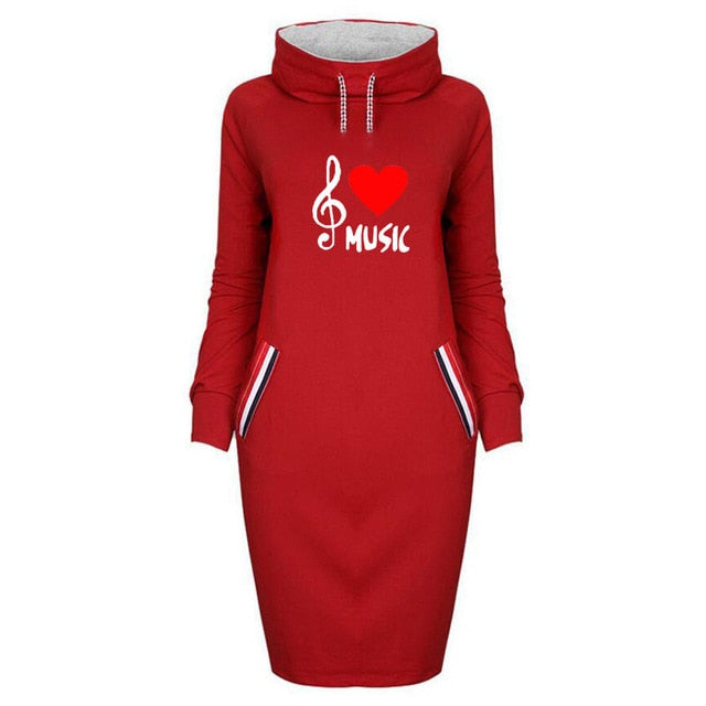 Red Heart Music Notes Dress