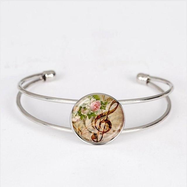 Free - Glass Cabochon Music Notes Bracelet