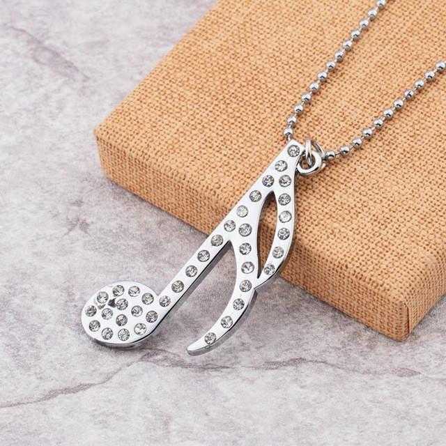 Silver/black Tone Music Notes Crystal Pendant