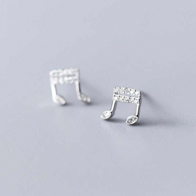 Zircon Music Notes Stud Earrings