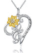 Music Notes Heart Sunflower Necklace