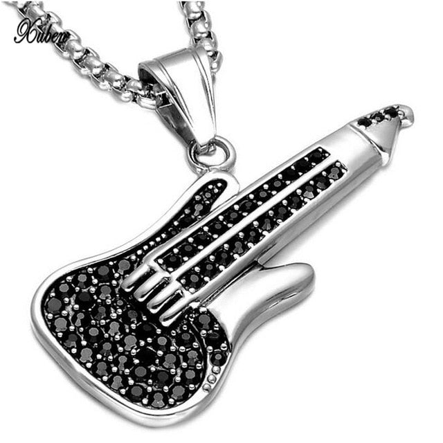 Punk Rock Guitar Pendant Necklace