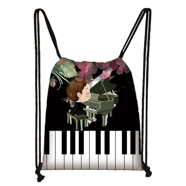 Piano/Guitar/Music Notes Drawstring Bag