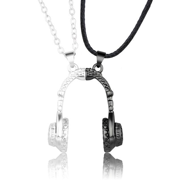 2Pcs Headset Couple Necklace