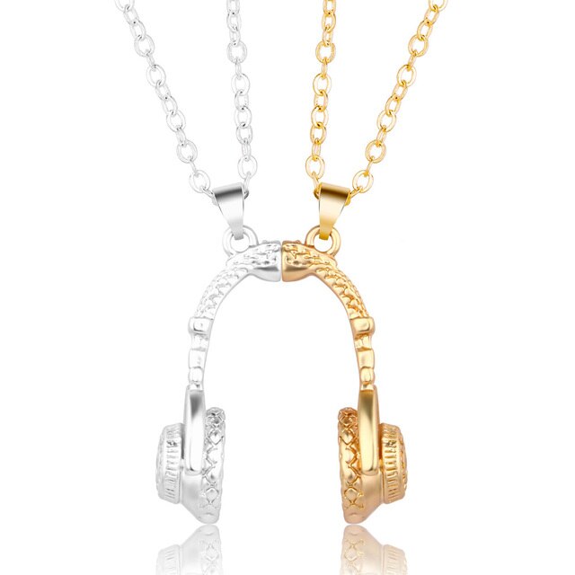 2Pcs Headset Couple Necklace