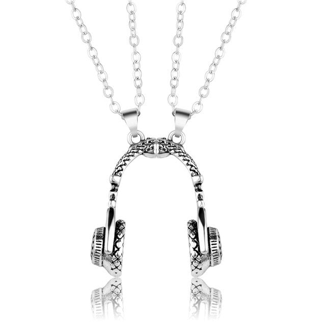 2Pcs Headset Couple Necklace