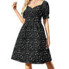 Music Notes V Neck Casual Dress