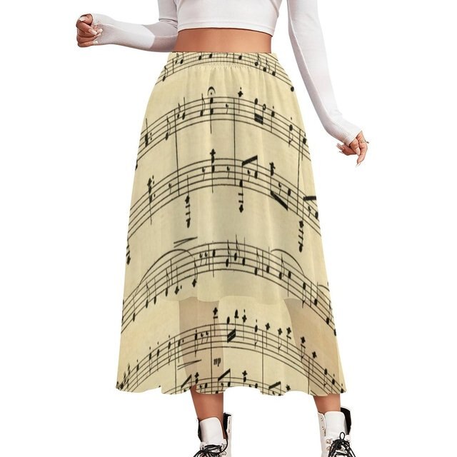 Music Note Casual Oversize Skirt