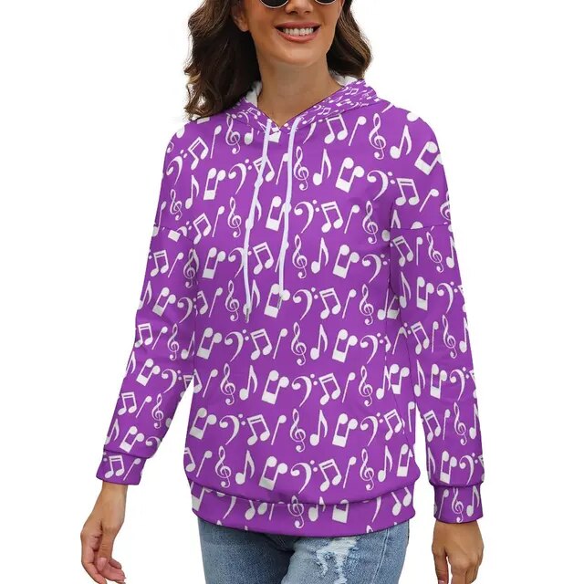 Music Note Long Sleeve Hoodie