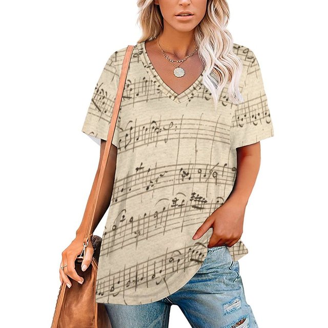 Music Note V Neck Shirt