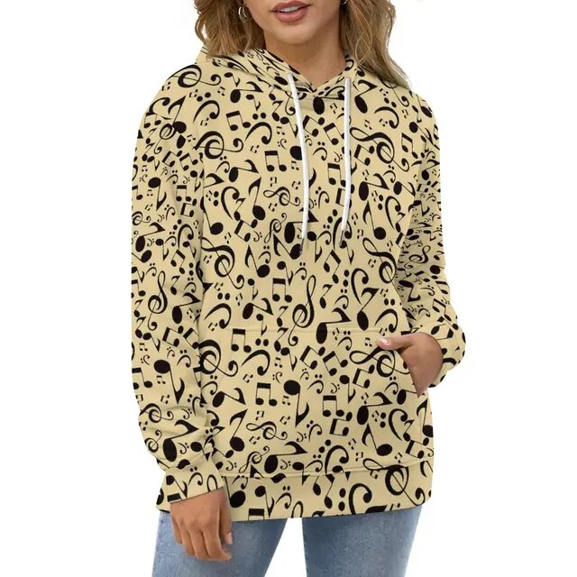 Elegant Casual Music Note Hoodie