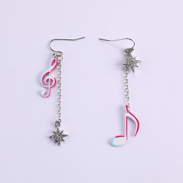 Music Notes Star Drop Earrings