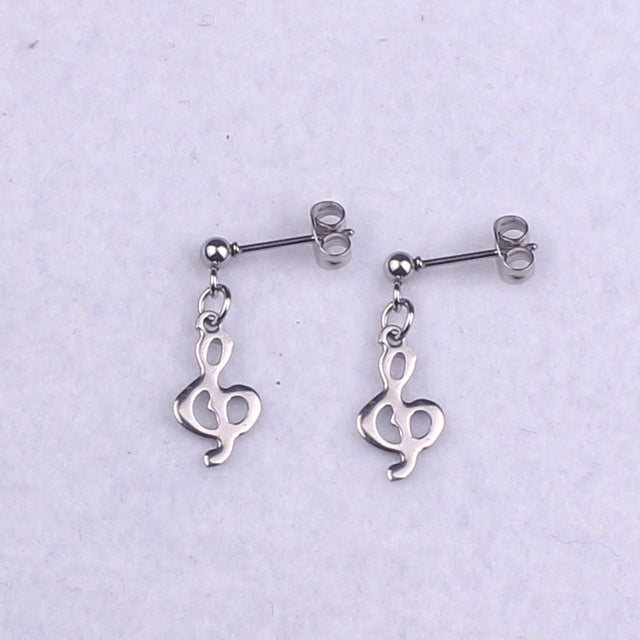 Cute Silver Music Notes Earrings