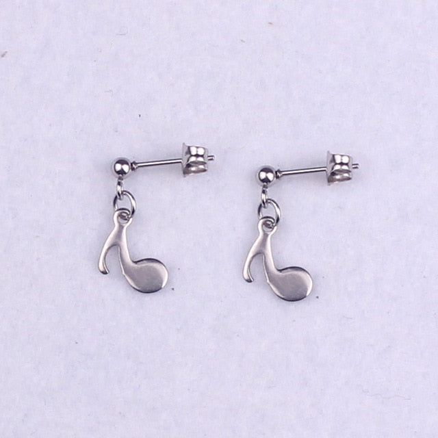Cute Silver Music Notes Earrings