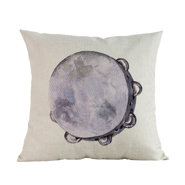 Watercolor Musical Instrument Pillow Case